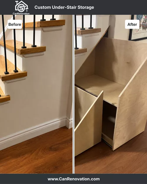 Custom Under-Stair Storage Carpentry Project- Toronto