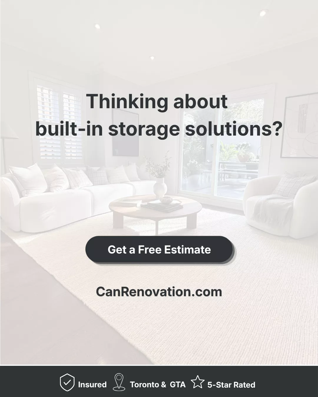 Completed custom under stair storage system providing extra organization space in Toronto home