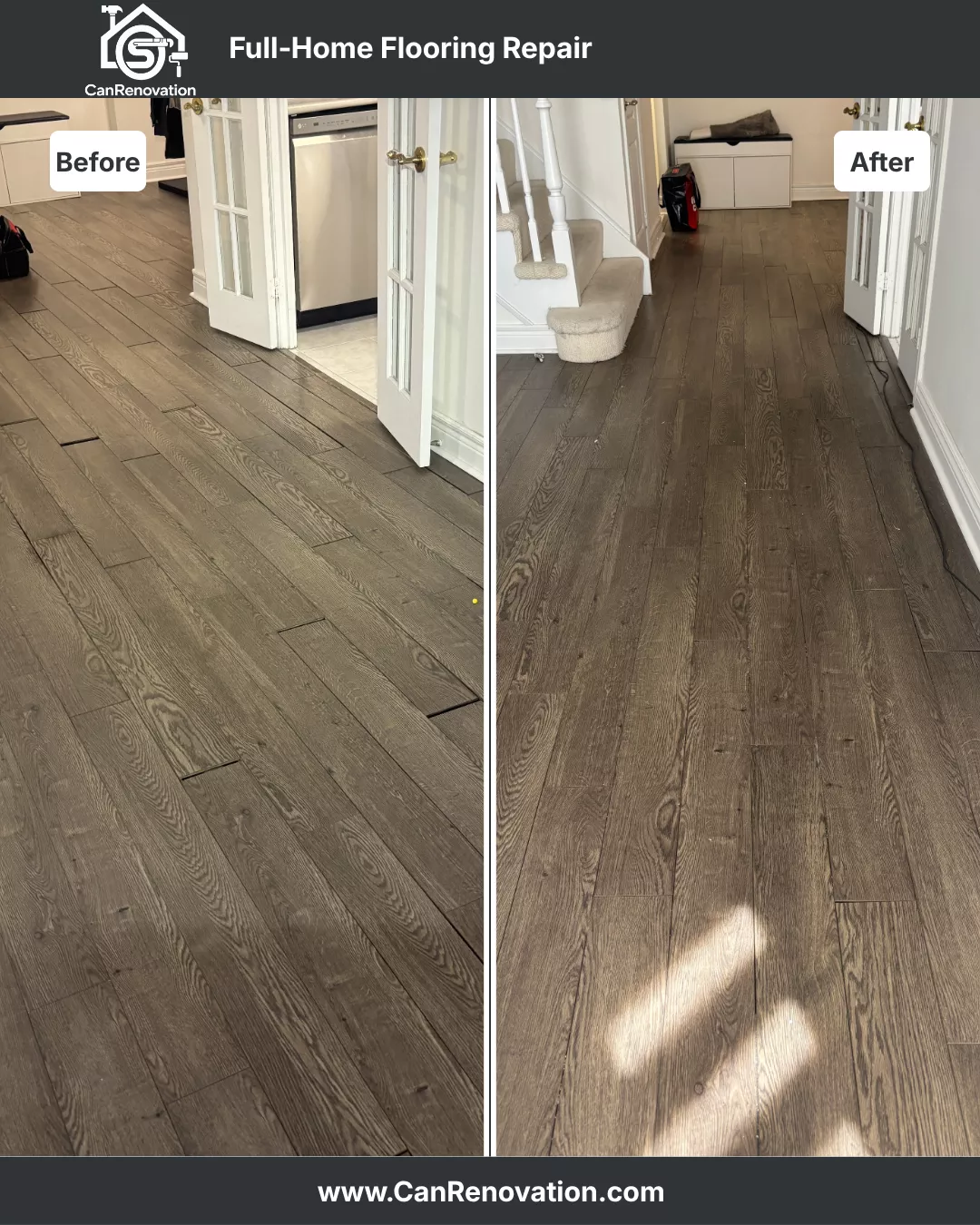 Full-Home Hardwood Flooring Repair Project- North York