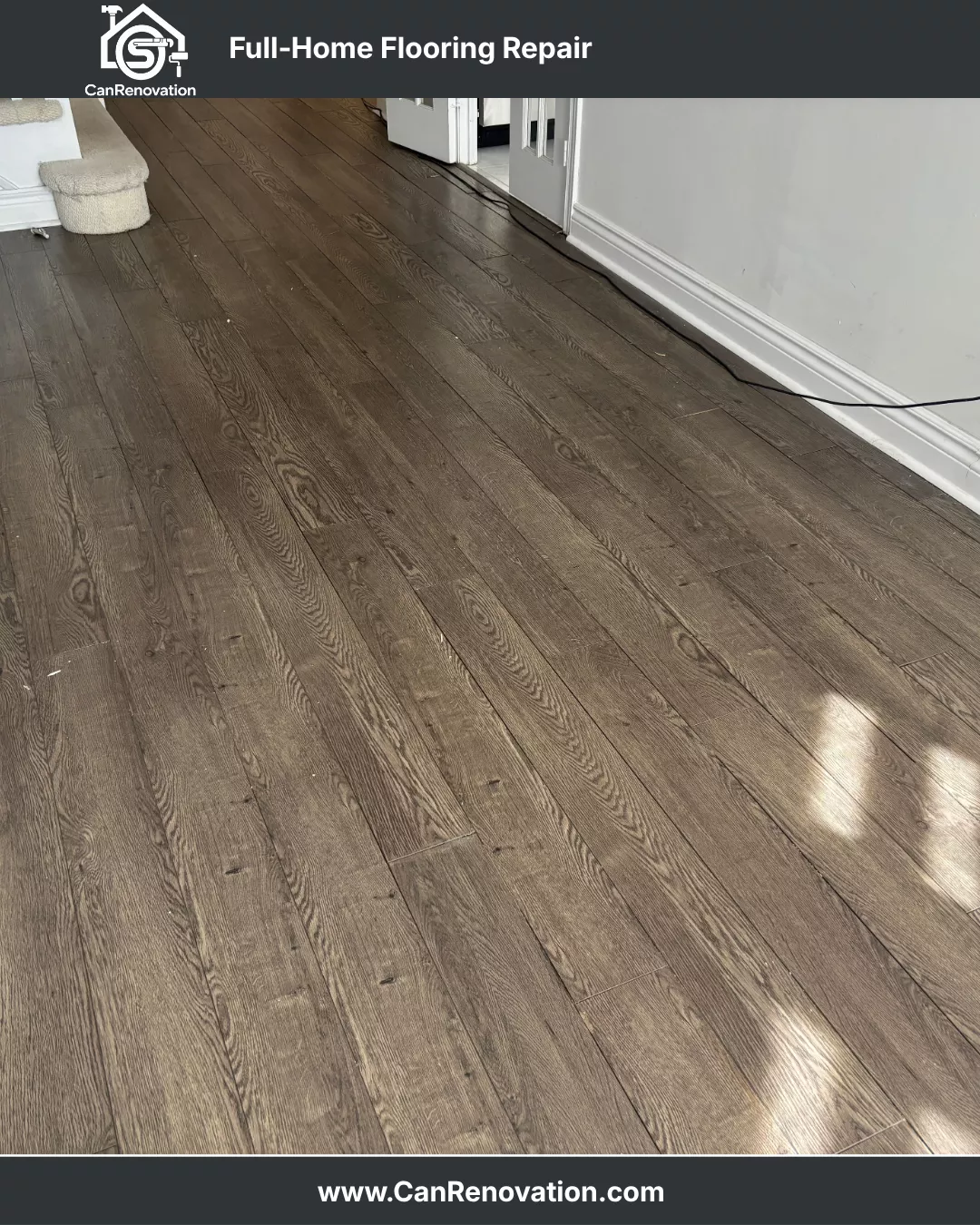 Professional hardwood floor gap repair process completed by Toronto flooring specialists